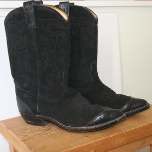 Go West Black Suede Cowboy Boots
